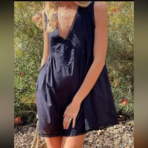 Black Mini V-Neck Babydoll Nightgown Dress | Size M